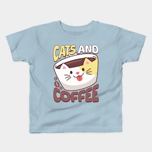 Cats And Coffee! Cute Caffeine Cat Kids T-Shirt